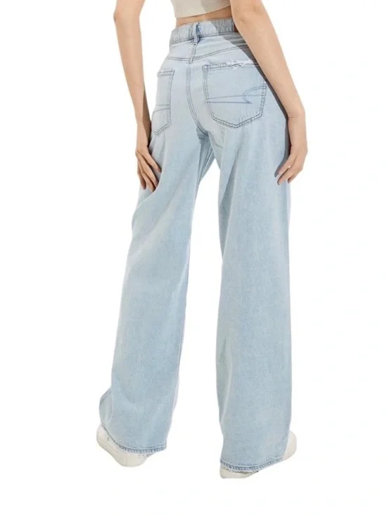 American Eagle Womens 14R AE Low Rise Skater Jean Baggy Wide Leg Light Wash - Picture 3 of 7